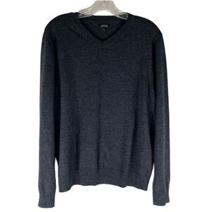Apt 9 Sweater Women’s Gray V Neck Merino Wool Acrylic Pullover Long Sleeves L